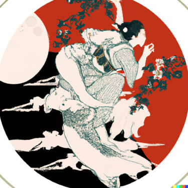 Digitale Kunst mit dem Titel "Ukiyo-e #18" von Melih Ortatepe, Original-Kunstwerk, KI-generiertes Bild