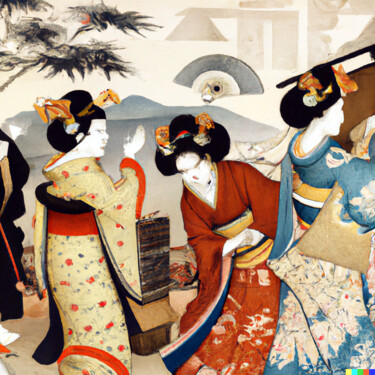 Arts numériques intitulée "Ukiyo-e #34" par Melih Ortatepe, Œuvre d'art originale, Image générée par l'IA