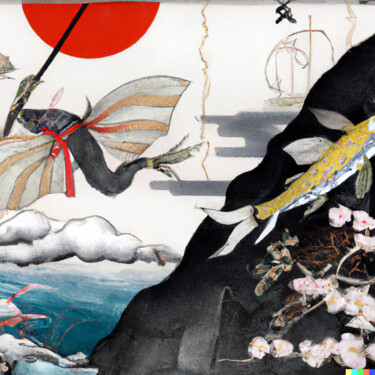 Digitale Kunst getiteld "Ukiyo-e #47" door Melih Ortatepe, Origineel Kunstwerk, AI gegenereerde afbeelding