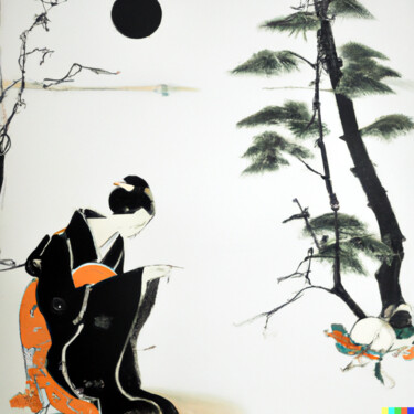 Digitale Kunst mit dem Titel "Ukiyo-e #48" von Melih Ortatepe, Original-Kunstwerk, KI-generiertes Bild