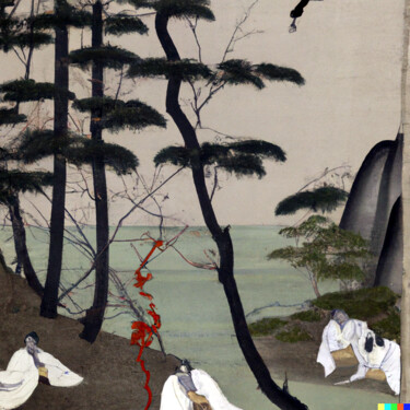 Digitale Kunst getiteld "Ukiyo-e #49" door Melih Ortatepe, Origineel Kunstwerk, AI gegenereerde afbeelding