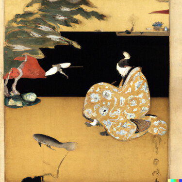 Digitale Kunst getiteld "Ukiyo-e #53" door Melih Ortatepe, Origineel Kunstwerk, AI gegenereerde afbeelding