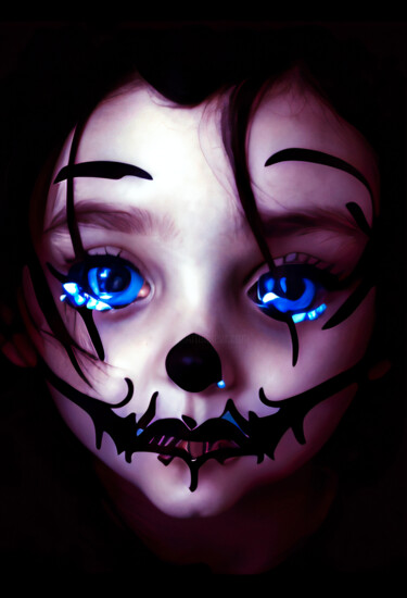 Digital Arts titled "blue eyes fairy girl" by Melih Ortatepe, Original Artwork, Digital Painting