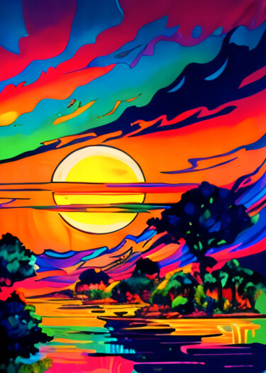 Digital Arts titled "sunset" by Melih Ortatepe, Original Artwork, Digital Painting
