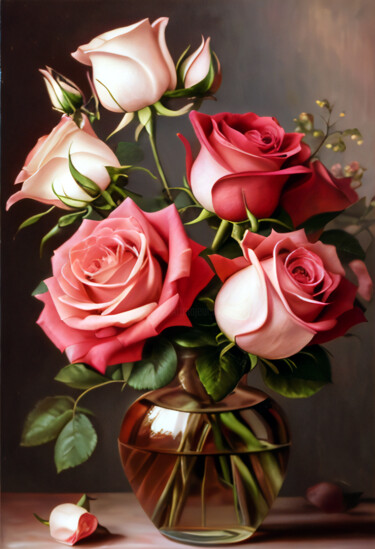 Digitale Kunst getiteld "roses" door Melih Ortatepe, Origineel Kunstwerk, Digitaal Schilderwerk
