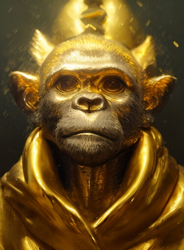 Digitale Kunst mit dem Titel "Ape King" von Melih Ortatepe, Original-Kunstwerk, Digitale Malerei