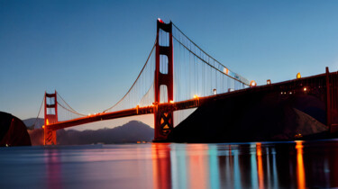 Digitale Kunst getiteld "Golden Gate Bridge" door Melih Ortatepe, Origineel Kunstwerk, Digitaal Schilderwerk