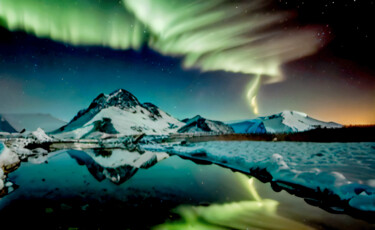 Digitale Kunst getiteld "aurora borealis" door Melih Ortatepe, Origineel Kunstwerk, Digitaal Schilderwerk
