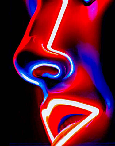 Digital Arts titled "neon girl" by Melih Ortatepe, Original Artwork, Digital Painting