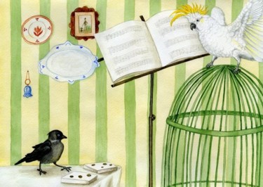 Картина под названием "Для книги про птиц" - Orubchic, Подлинное произведение искусства