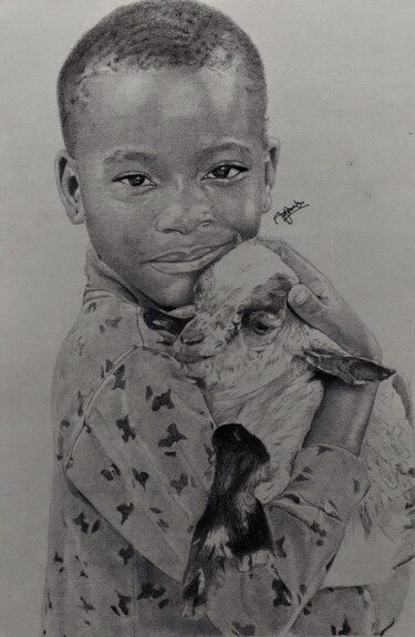 Рисунок под названием "Lamb of God" - Oryiman Agbaka (St Valentino de Augusto), Подлинное произведение искусства, Шариковая…