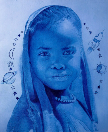 Dibujo titulada "Science" por Oryiman Agbaka (St Valentino de Augusto), Obra de arte original, Bolígrafo