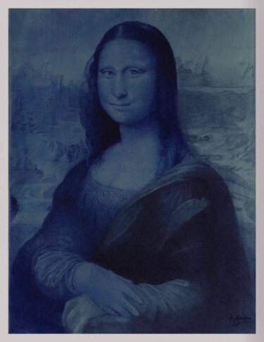 Tekening getiteld "Monalisa" door Oryiman Agbaka (St Valentino de Augusto), Origineel Kunstwerk, Balpen