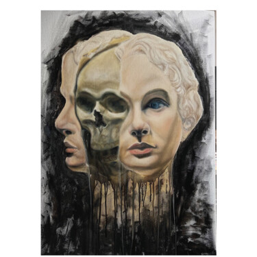 Painting titled "«Your Ego»" by Oxana Sergeeva, Original Artwork, Oil Mounted on Wood Panel
