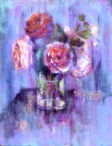 Картина под названием "Fleurs 003" - Osam Fukuda, Подлинное произведение искусства, Масло