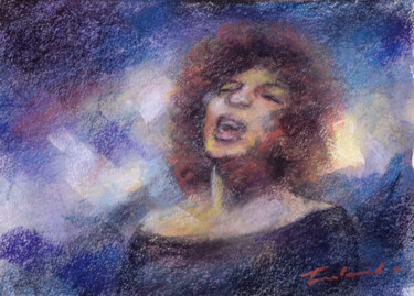 Painting titled "Soulsinger" by Osam Fukuda, Original Artwork, Pastel