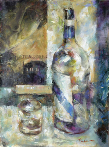 Painting titled "GinTime with Hardy" by Osam Fukuda, Original Artwork, Oil