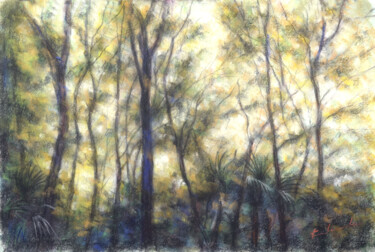 Painting titled "Taillis (Rythme et…" by Osam Fukuda, Original Artwork, Pastel