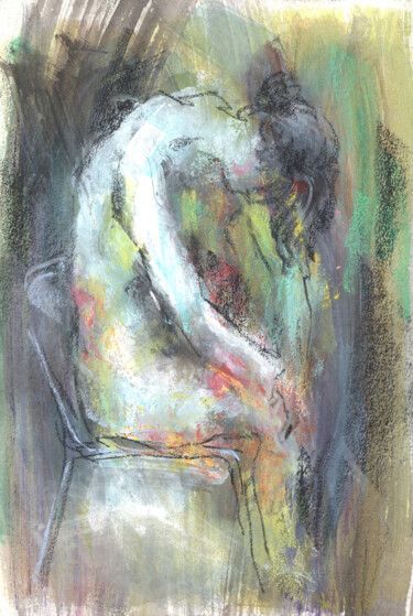 Painting titled "Nudesketch006" by Osam Fukuda, Original Artwork, Pastel