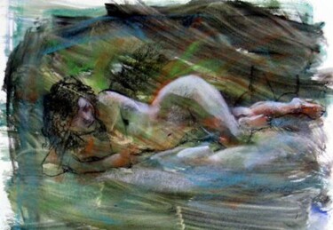 Painting titled "Nude-0202" by Osam Fukuda, Original Artwork, Oil