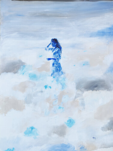 Peinture intitulée "Through the sky" par Oscar Alvarez, Œuvre d'art originale, Acrylique