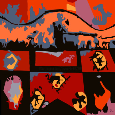Malerei mit dem Titel "In Inferno" von Oscar B., Original-Kunstwerk, Acryl