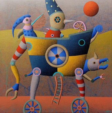 Malerei mit dem Titel "Exploracion" von Oscar Barra, Original-Kunstwerk, Acryl