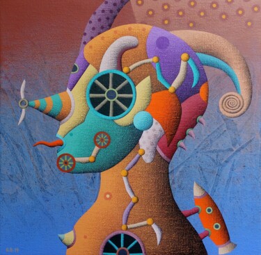 Schilderij getiteld "Una maquina del tie…" door Oscar Barra, Origineel Kunstwerk, Acryl