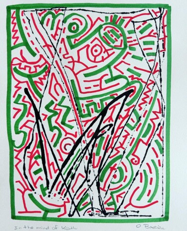 Painting titled "In the mind of Keit…" by Oscar Bastien, Original Artwork, Ink