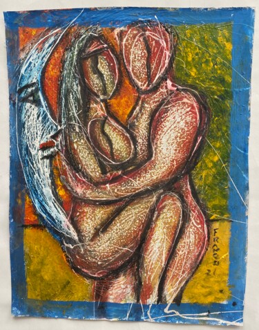 Pintura titulada "El Abrazo Nocturno" por Oscar Franco, Obra de arte original, Oleo