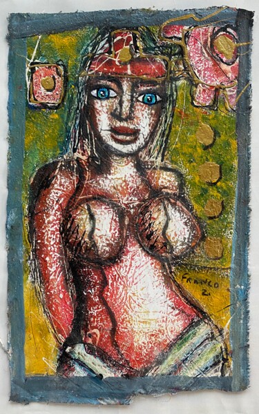 Malerei mit dem Titel "Reina Indigena" von Oscar Franco, Original-Kunstwerk, Acryl