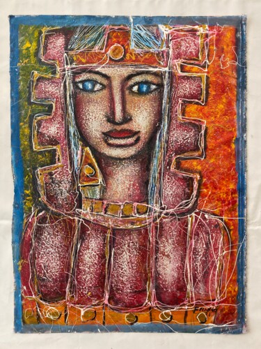 Pintura intitulada "Reina Tayrona" por Oscar Franco, Obras de arte originais, Óleo