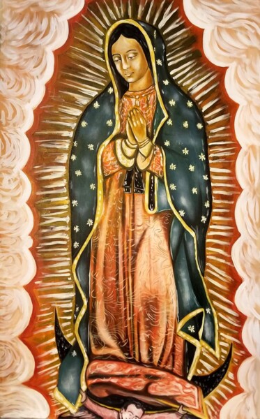 Painting titled "" Nuestra Señora De…" by Oscar Galvan, Original Artwork, Acrylic Mounted on Wood Stretcher frame