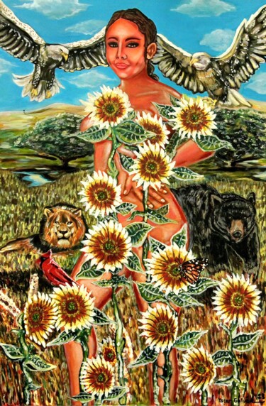 Pintura titulada "La bella reina del…" por Oscar Galvan, Obra de arte original, Acrílico Montado en Bastidor de camilla de m…