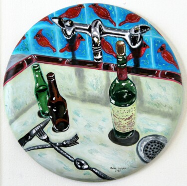 Malarstwo zatytułowany „Reflexionando” autorstwa Oscar Galvan, Oryginalna praca, Akryl Zamontowany na Drewniana rama noszy