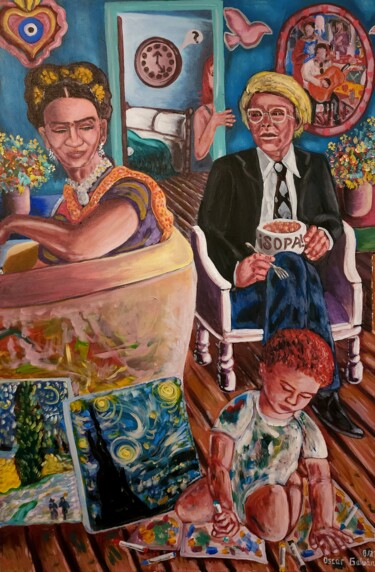 Картина под названием "Los años maravillos…" - Oscar Galvan, Подлинное произведение искусства, Акрил Установлен на Деревянна…