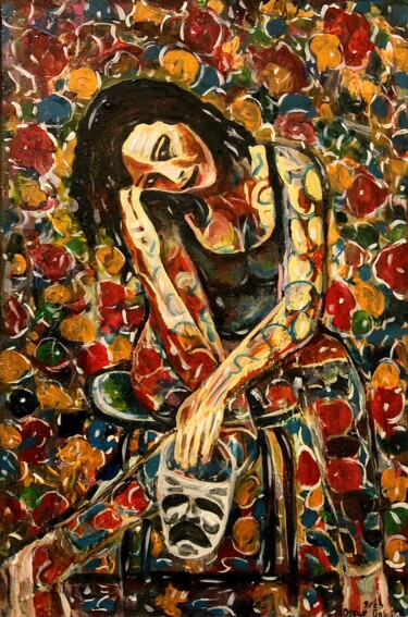 Картина под названием "Version Contemporán…" - Oscar Galvan, Подлинное произведение искусства, Акрил Установлен на Деревянна…