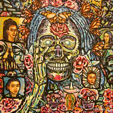 Картина под названием "Oraciones al cielo" - Oscar Galvan, Подлинное произведение искусства, Акрил Установлен на Деревянная…