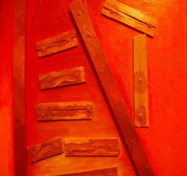 Peinture intitulée "Ladder 39" par Oscar Galvan, Œuvre d'art originale, Huile