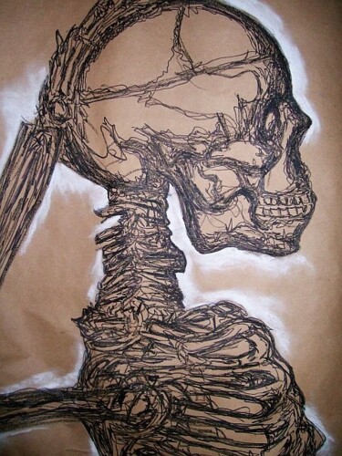 Malarstwo zatytułowany „" Skull Study #1 "” autorstwa Oscar Galvan, Oryginalna praca, Inny