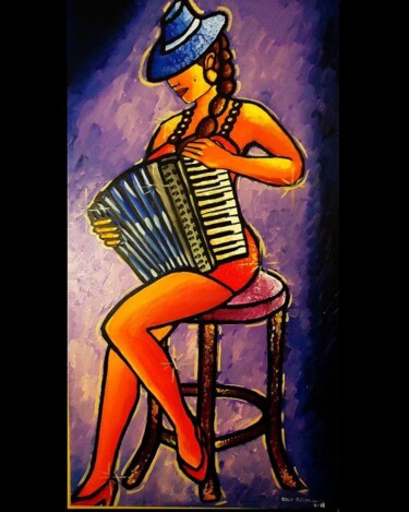 Картина под названием "Morena De Mi Corazon" - Oscar Galvan, Подлинное произведение искусства, Акрил