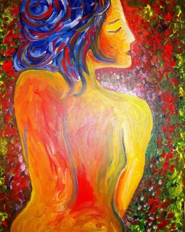Painting titled "Mujer Timida" by Oscar Galvan, Original Artwork