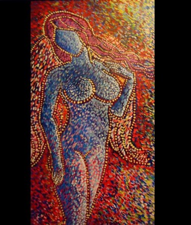 Peinture intitulée "" Angel Azul "" par Oscar Galvan, Œuvre d'art originale, Huile