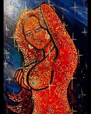 Painting titled "" Modela Brillante "" by Oscar Galvan, Original Artwork, Oil