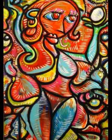 Painting titled ""Muneca confunidida…" by Oscar Galvan, Original Artwork, Oil
