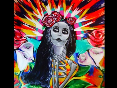 Painting titled "Vive En la Muerte" by Oscar Galvan, Original Artwork, Oil