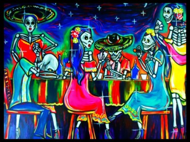 Painting titled "jugando-en-mis-suen…" by Oscar Galvan, Original Artwork, Oil