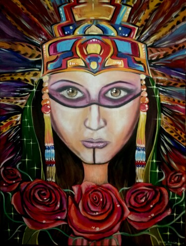 Painting titled "Madre Tierra" by Oscar Galvan, Original Artwork, Acrylic