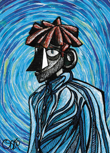 Malerei mit dem Titel "Autoportrait d'OSKA…" von Oscar Latargez (OSKART), Original-Kunstwerk, Acryl