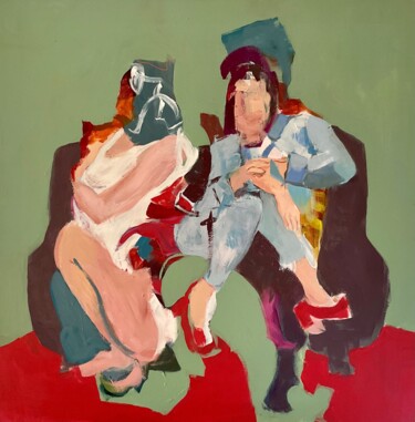 Painting titled "pareja en sofa 3" by Óscar Luis Leonor De Frutos, Original Artwork, Acrylic